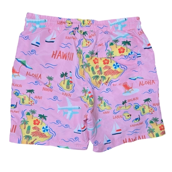 Edgar + Ash Men's Colorful Pink Hawaii Swim Trunks Shorts Size Large - Picture 2 of 9
